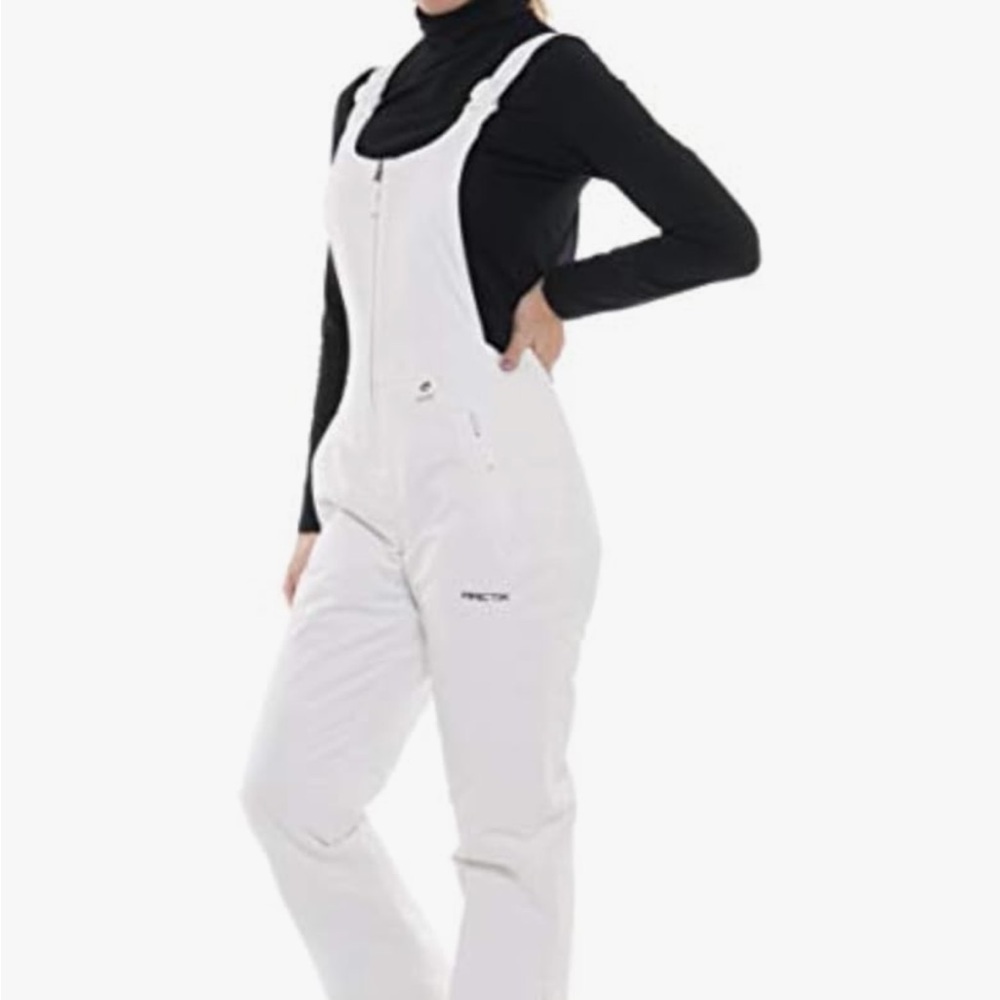 Arctix White Women's Snow Overalls with Front Zip